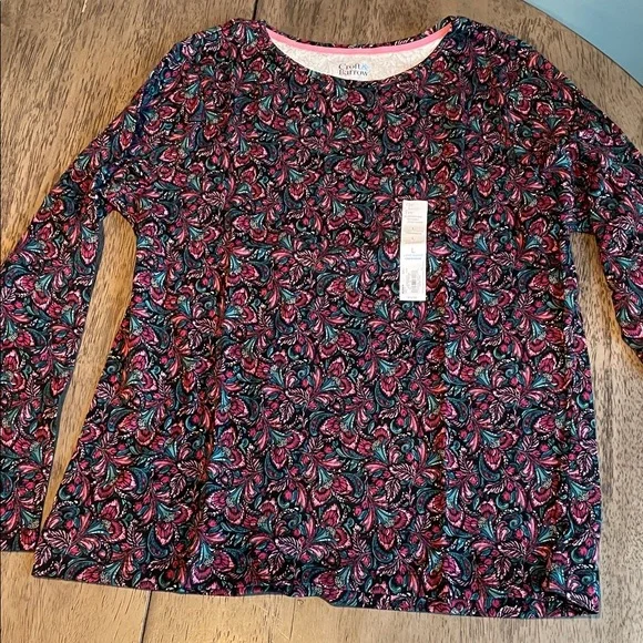 Women’s Croft & Barrow Multicolor Paisley Long-Sleeve Tee - Picture 5 of 7